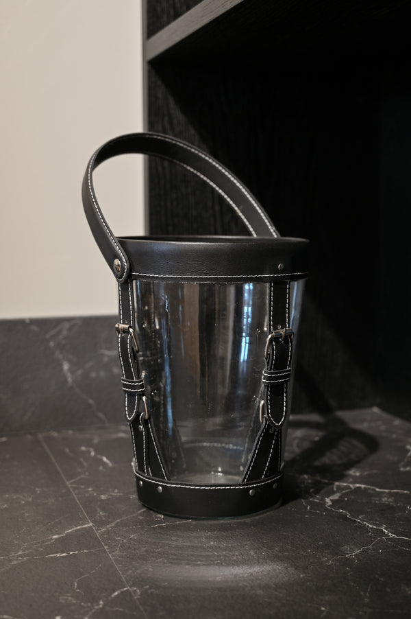 Lantern with Genuine Black Leather Details