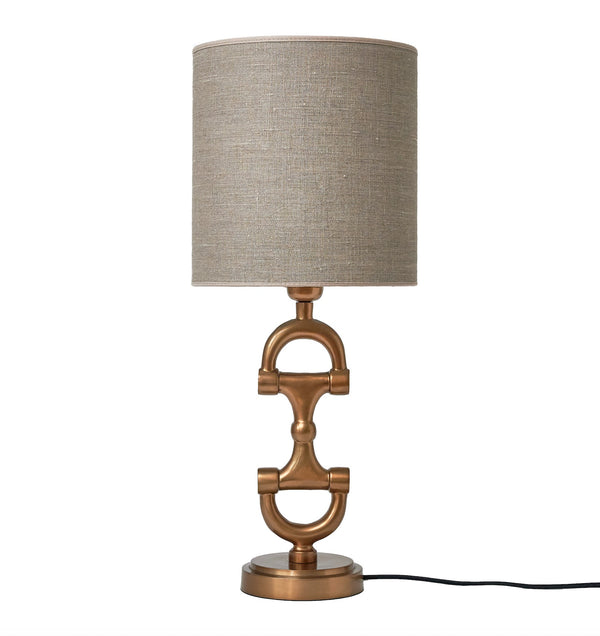 BIT Lamp stand Brass including Nature Linnen Shade