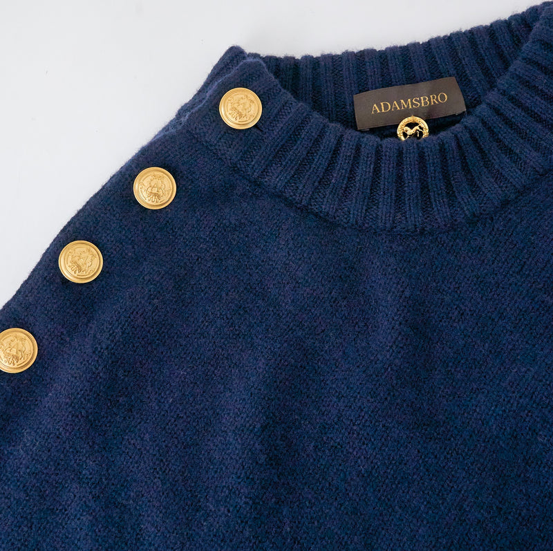 ADAMSBRO SOLID CASHMERE PONCHO NAVY