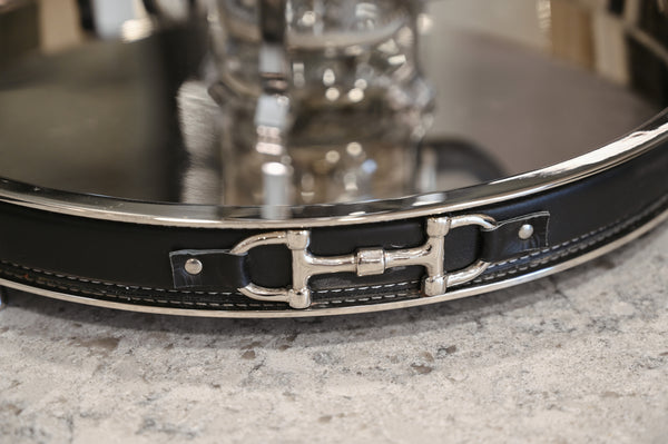 Snaffle Bit Round Tray with Black Leather