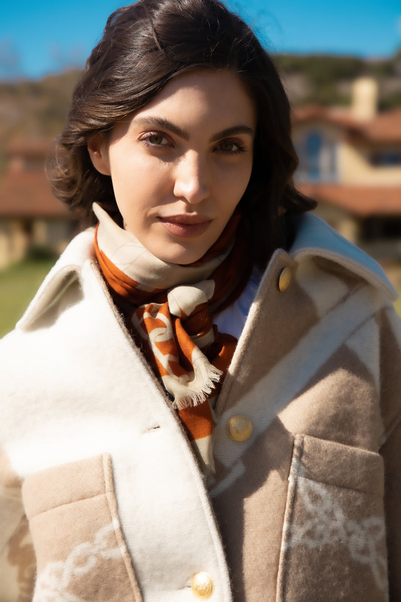 CASHMERE SCARF CHAIN RUST