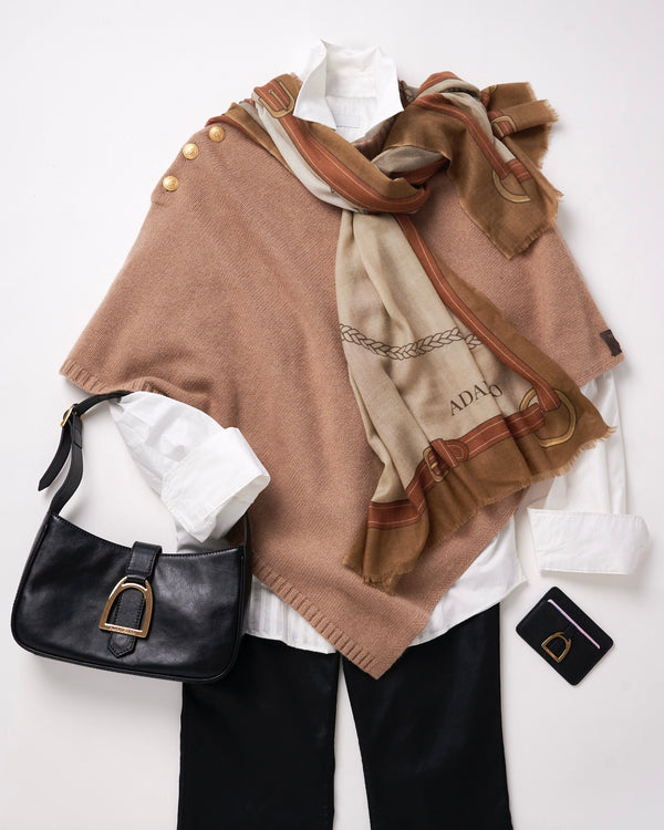 ADAMSBRO SOLID CASHMERE PONCHO CAMEL