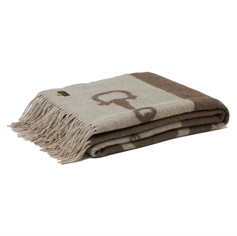 Wool Cashmere Throw Mud & Beige