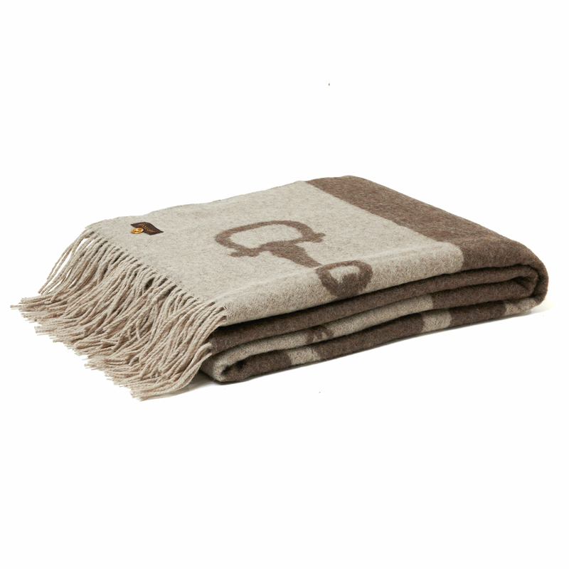 Wool Cashmere Throw Mud & Beige