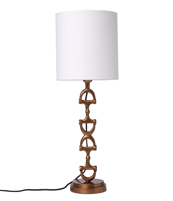 Snaffle Bit Lamp stand Brass including Off-white Linnen Shade